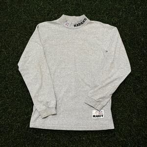 Oakland Raiders Vintage Mock Neck Shirt 2XL Gray Maxit NFL 90s Made Canada